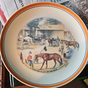 Charming Ceramic Bowl with Orange Rim